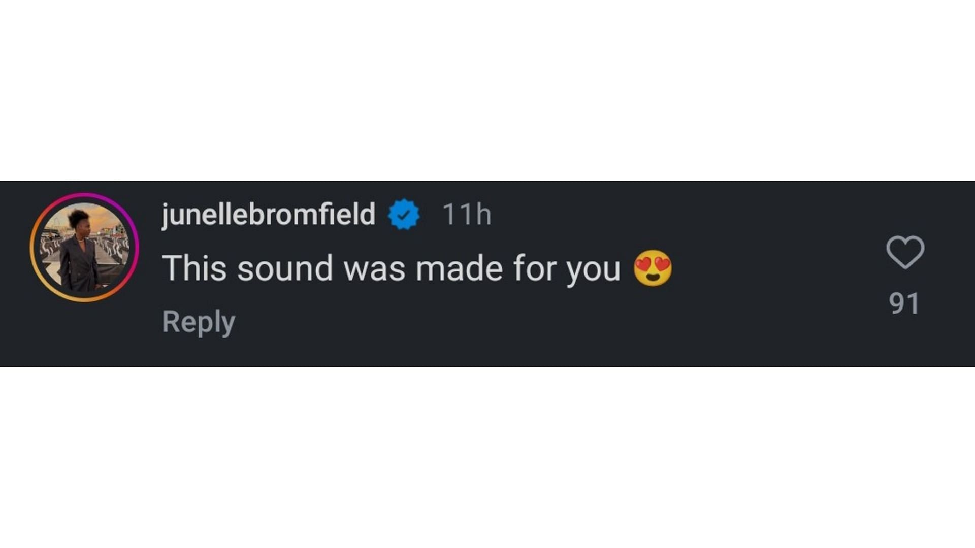 Bromfield&#039;s comment on Thomas&#039; post (Image via: Thomas Instagram)