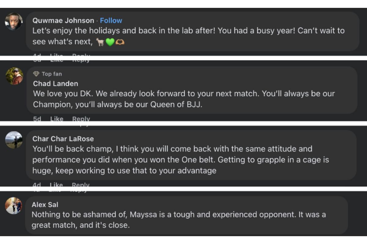 Screenshot of fans&#039; comments