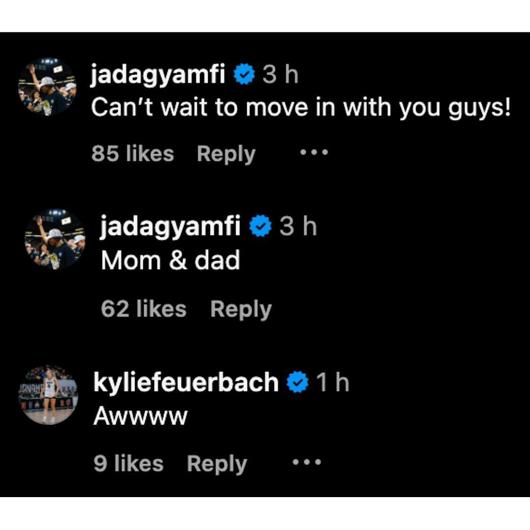 Jada Gyamfi and Kylie Feuerbach&#039;s comments (Credits: Instagram/@gabbie.marshall)