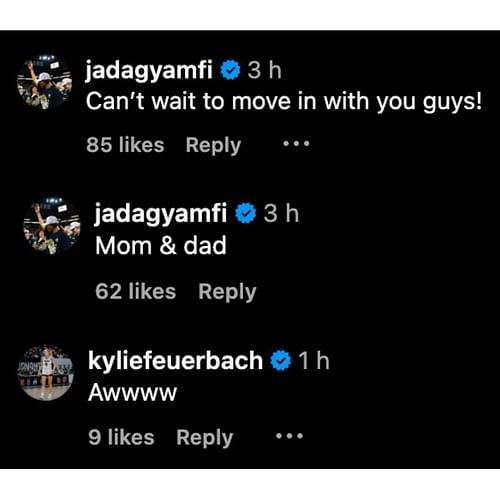 Jada Gyamfi and Kylie Feuerbach's comments (Credits: Instagram/@gabbie.marshall)