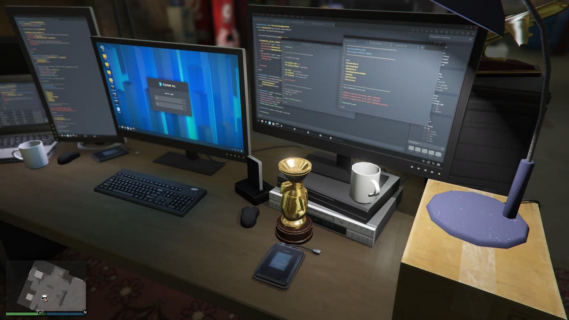 Tiki Statue on the Darnell Bros Garment Factory computer table (Image via Rockstar Games)