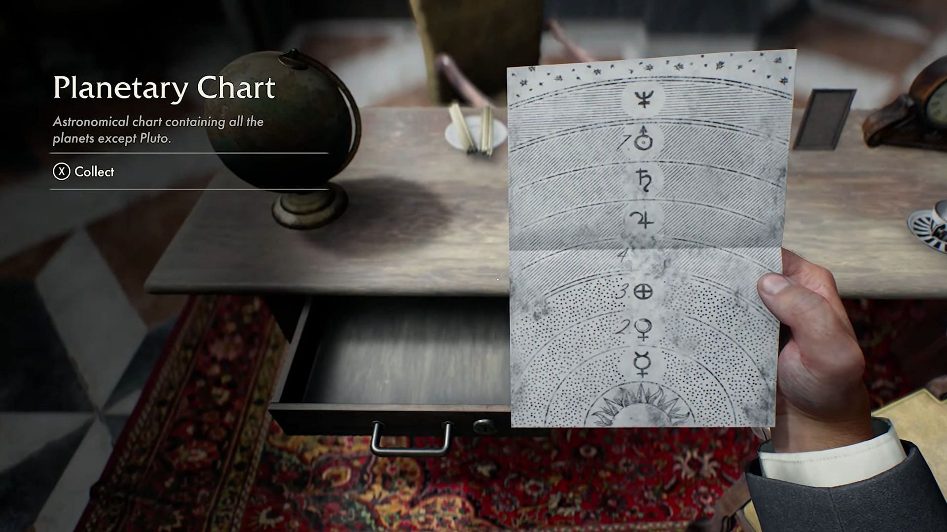 A planetary chart, which holds the answers to unlock the safe (Image via Bethesda)