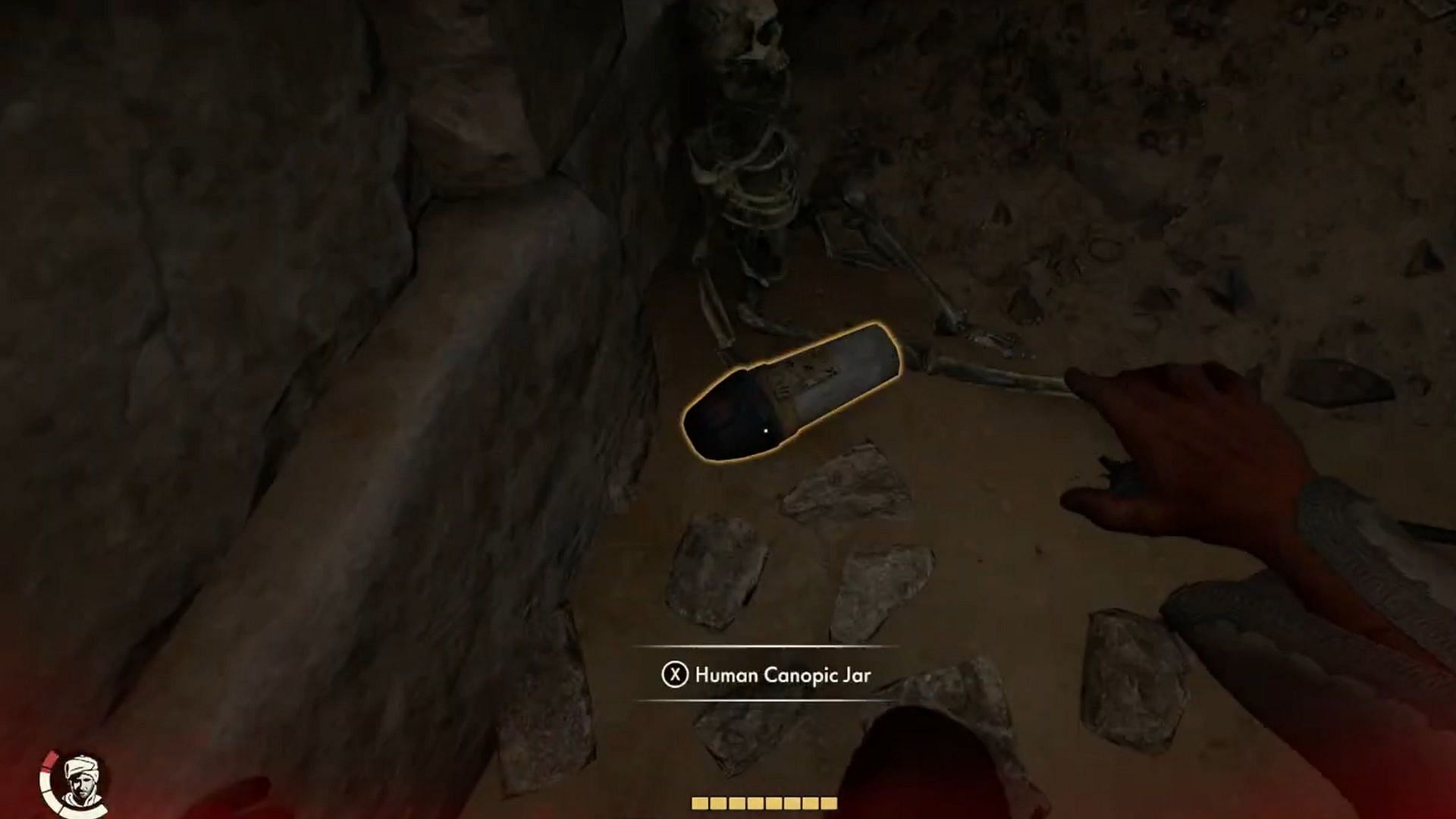 The human jar and weapon will be found on the pit directly below the grapple (Image via Bethesda)