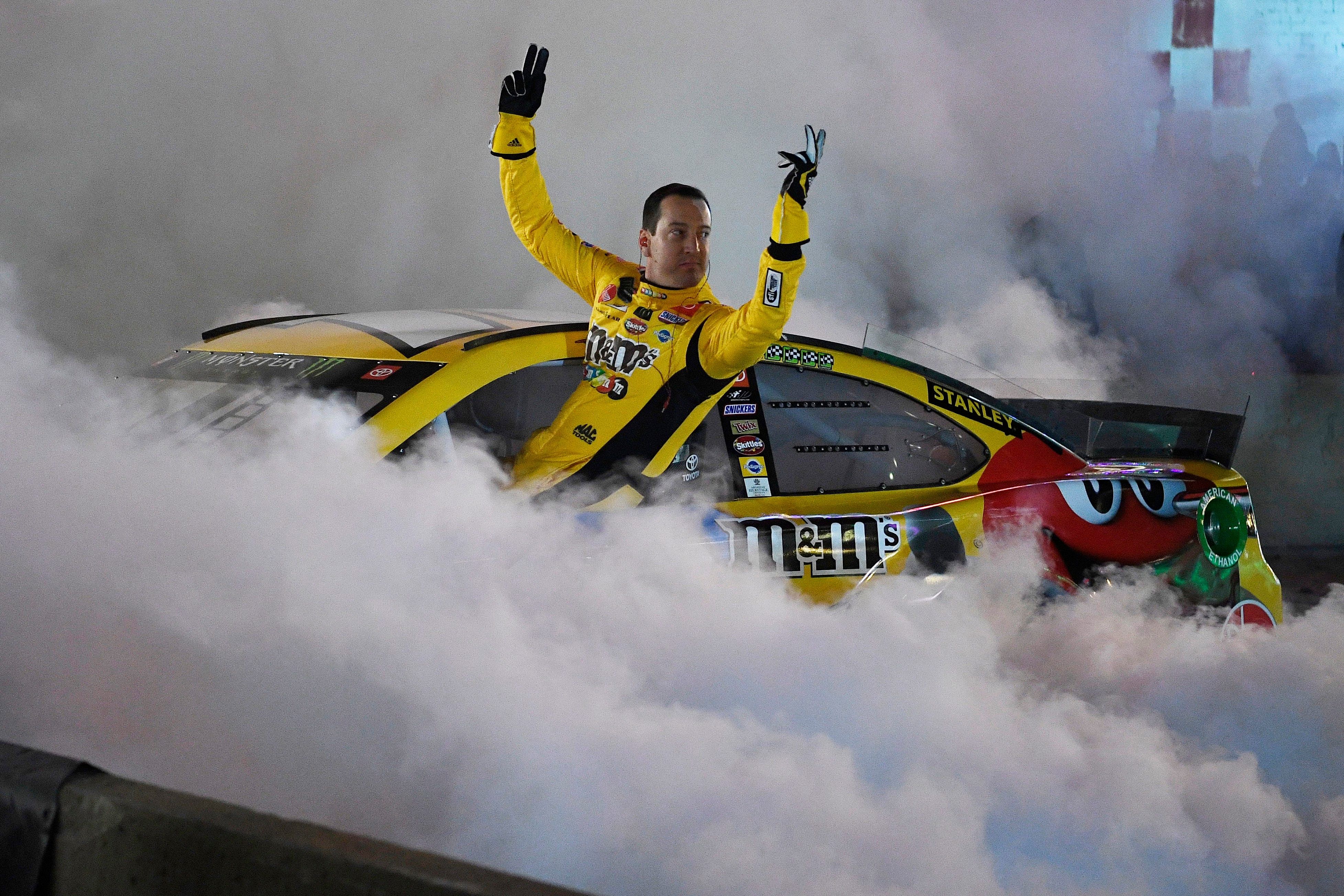 NASCAR Cup series driver Kyle Busch during the NASCAR Burnouts on Broadway event in downtown Nashville - Source: Imagn Images