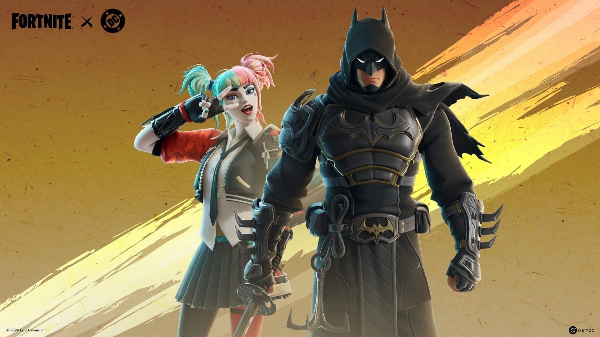 Ninja Knight Batman and Karuta Harley Quinn skins in Fortnite