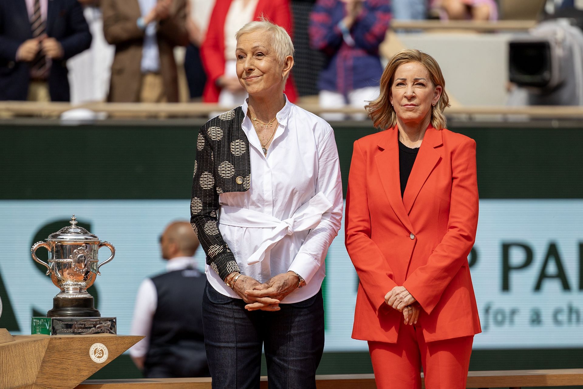 Martina Navratilova and Chris Evert pictured at the 2024 French Open | Image Source: Getty