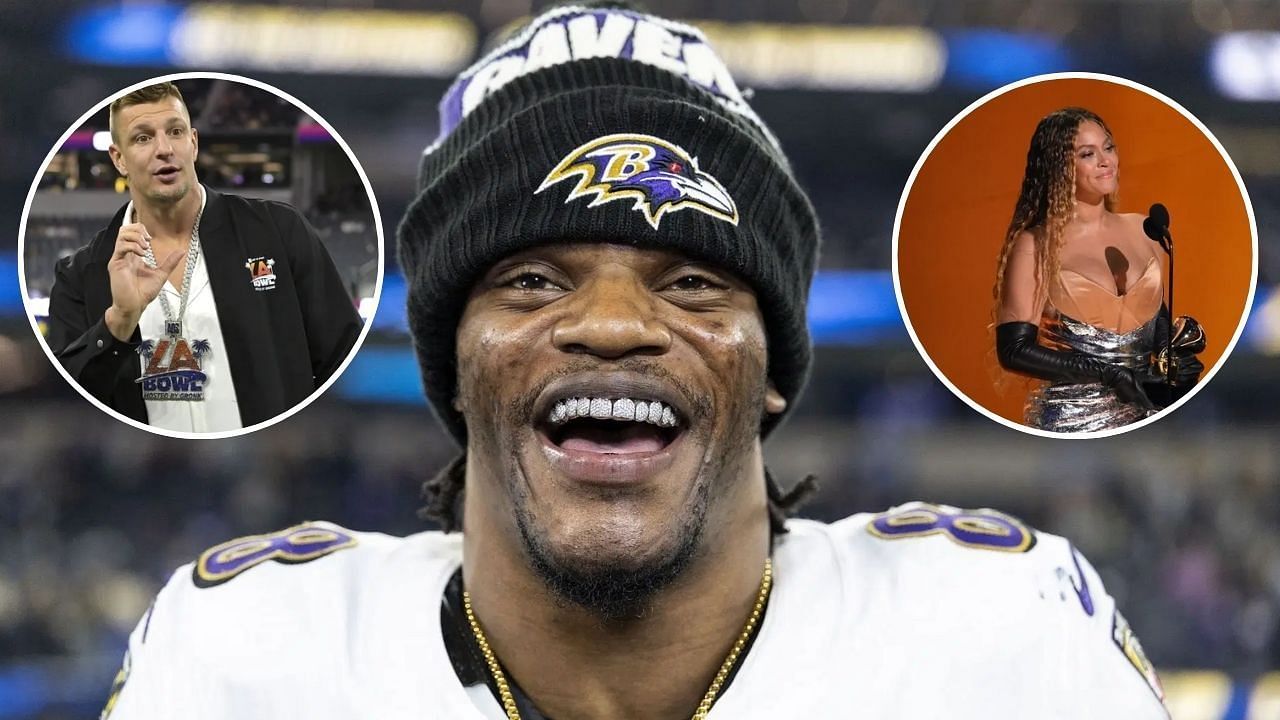 Lamar Jackson (Source: Getty) | Rob Gronkowski (Source: Imagn) | Beyonce (Source: Imagn)