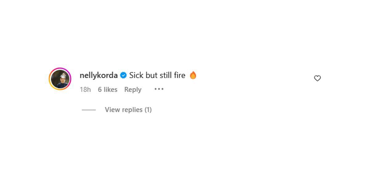 Nelly Korda comments on Ivana Nevded&#039;s post (Image via Instagram@ivananedved)