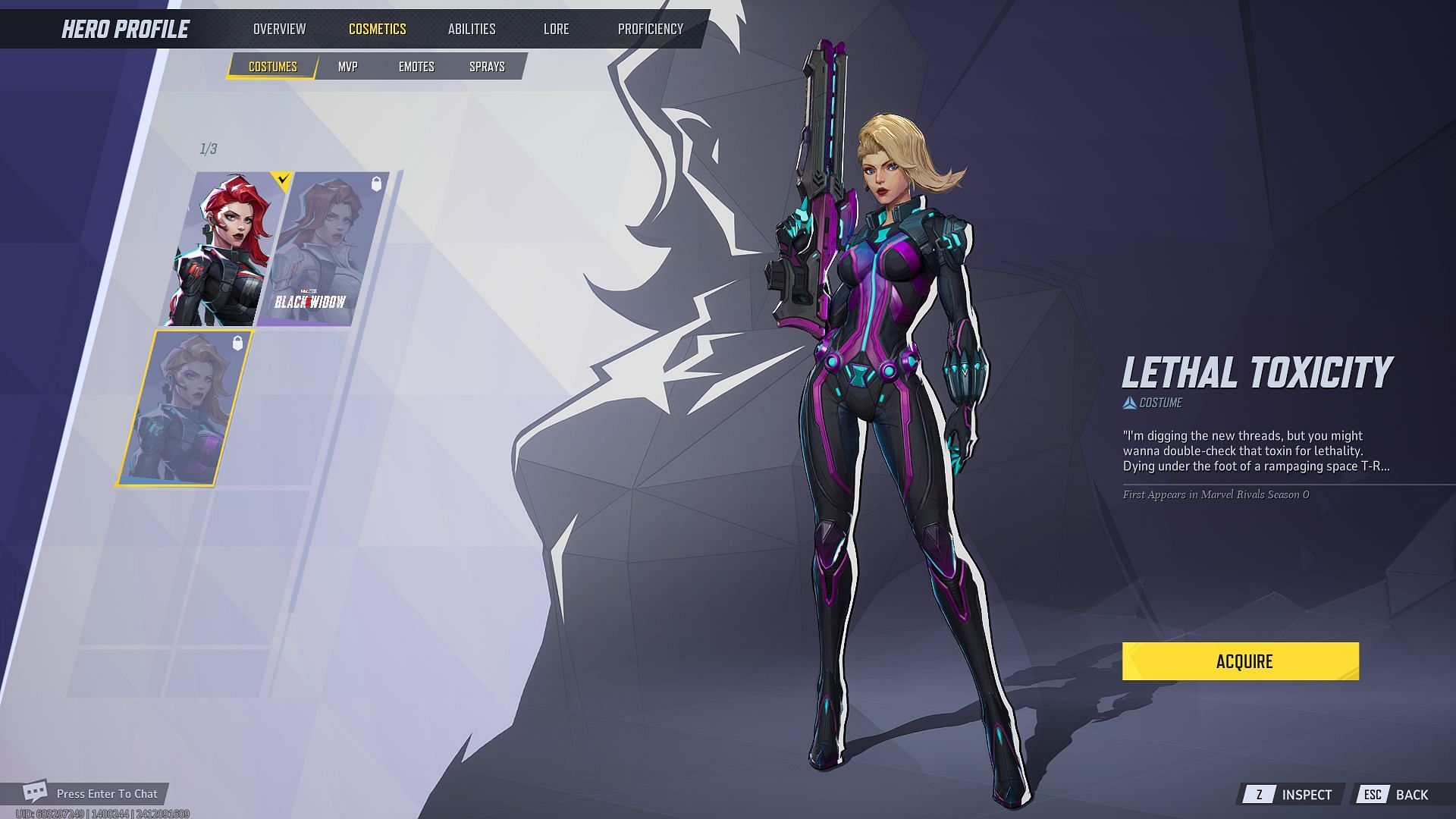 Black Widow&#039;s Lethal Toxicity skin (Image via NetEase Games)