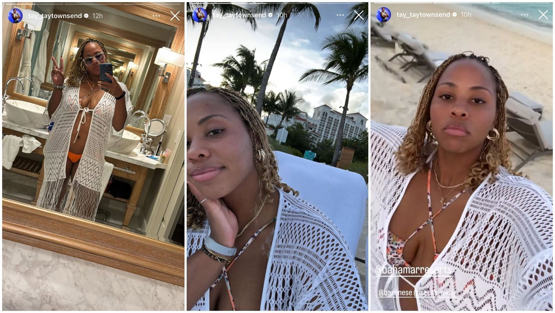 Taylor Townsend enjoys her vacation at the Baha Mar Resorts, Bahamas; Instagram - @tay_taytownsend