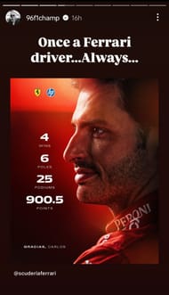 Damon Hill's Instagram story. Credit: Damon Hill on Instagram.