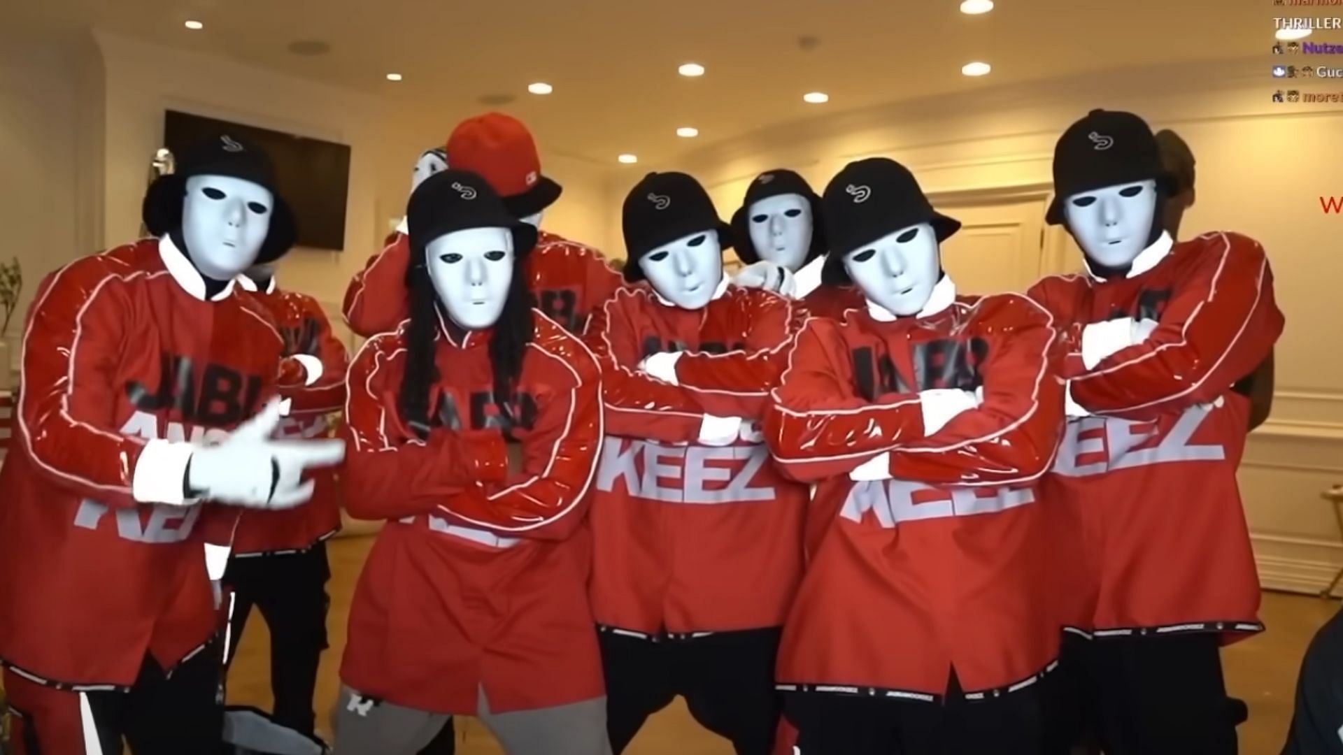 Kai dressed up as a member of the Jabbawockeez dance group (Image via Kai Cenat Live/YouTube)