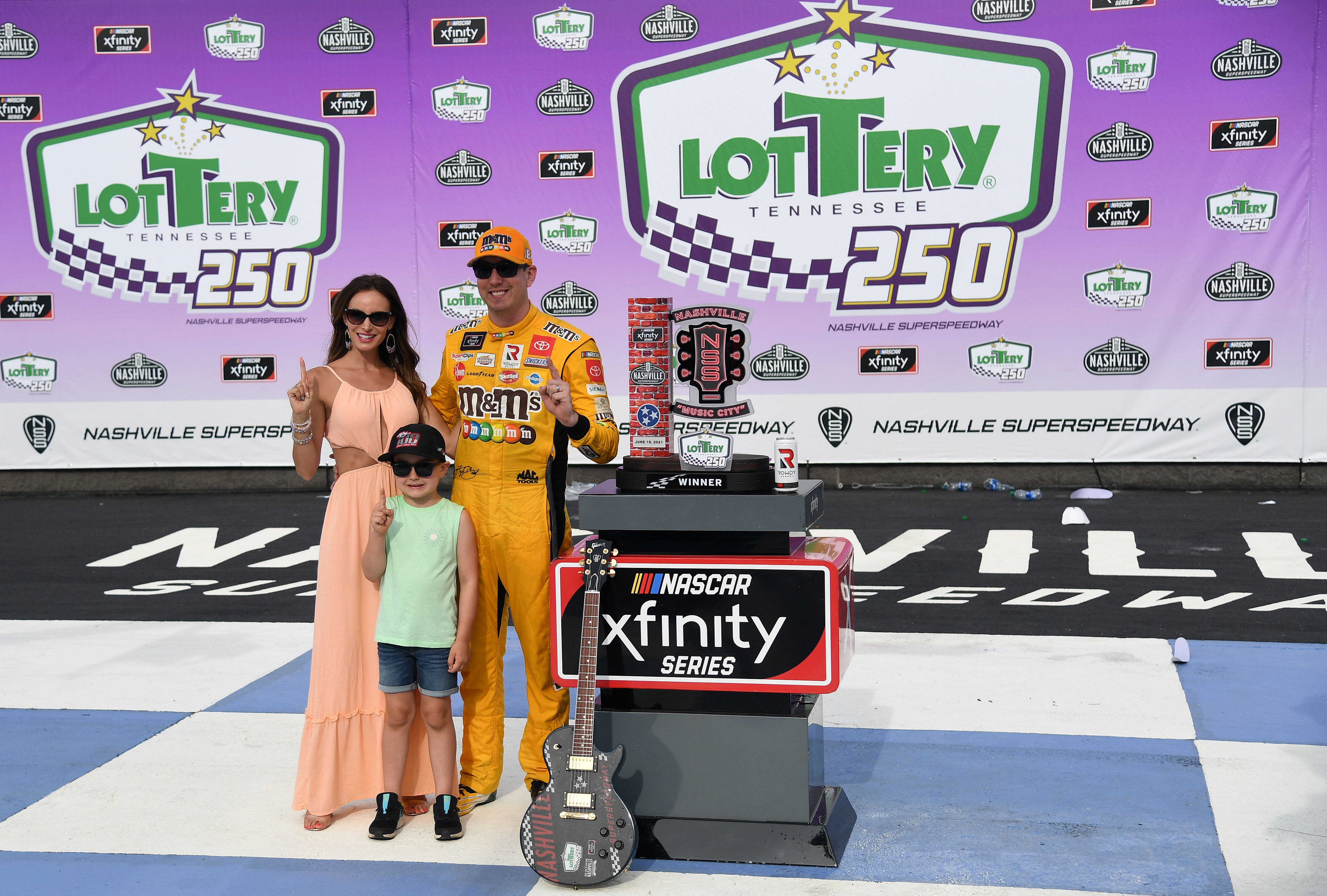 Kyle Busch, Samantha Busch and son, Brexton Busch - Source: Imagn Images