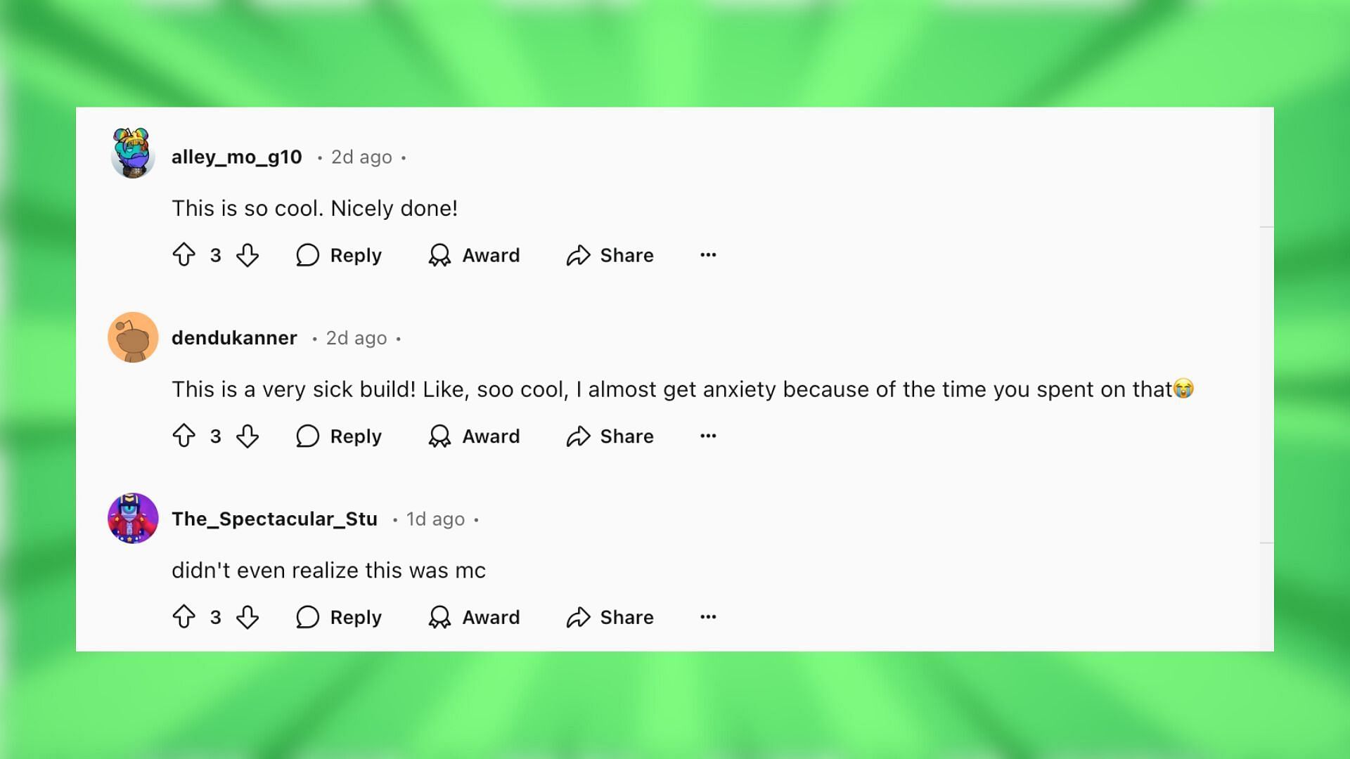 Redditors react to the build (Image via Reddit/u/Disastrous_Parsley38 || Mojang Studios)