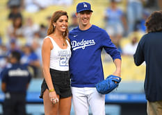 In Photos: Walker Buehler's wife McKenzie stuns in green strapless sequin gown as ex-Dodgers All-Star's family embrace Christmas spirit
