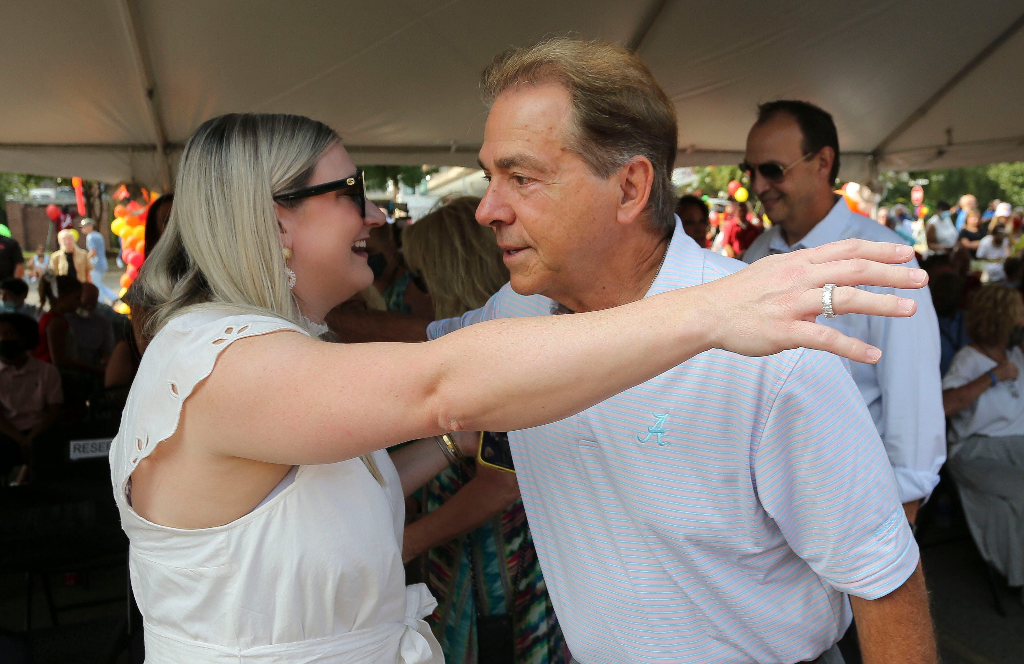 Kristen Saban (L) with her father Nick Saban - Source: Imagn