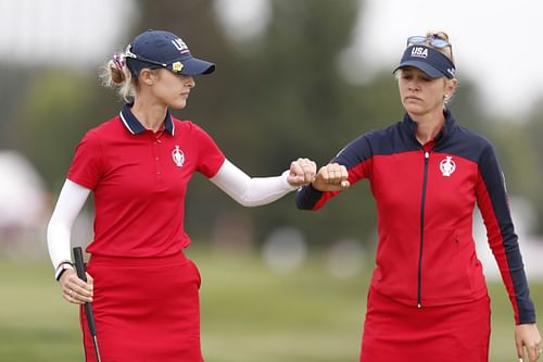 Nelly Korda (left) and Jessica Korda (right) during the 2021 Solheim Cup - Source: Imagn