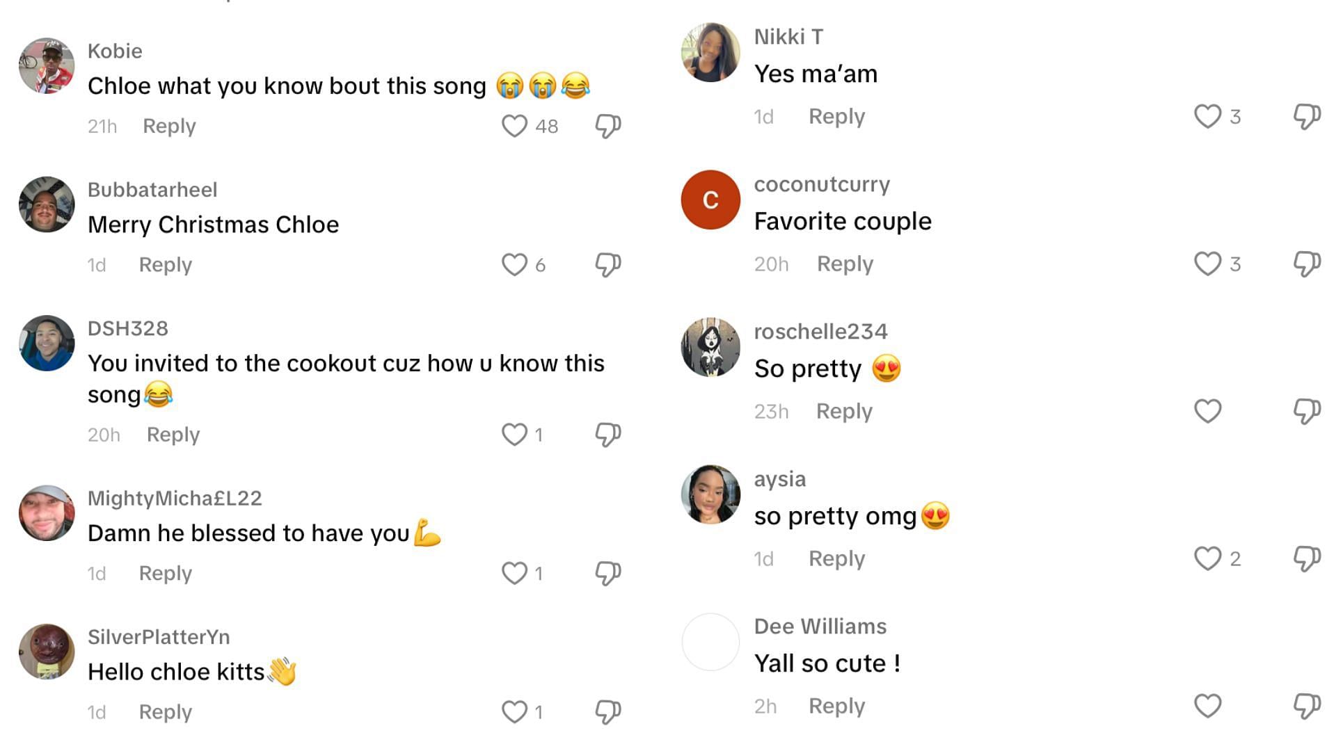 Other fans comment on Chloe Kitts&#039; TikTok post