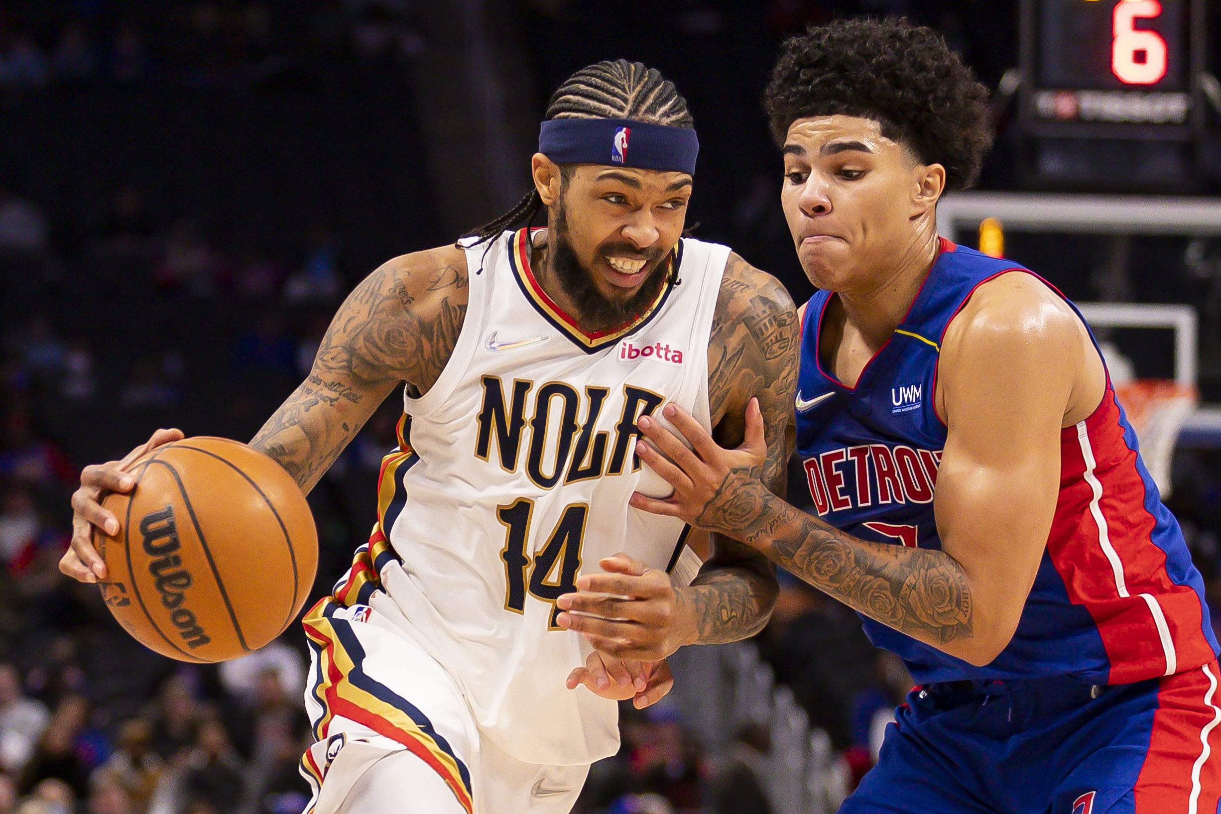 Brandon Ingram in action during an NBA game for New Orleans Pelicans vs. Detroit Pistons (Credits: IMAGN)