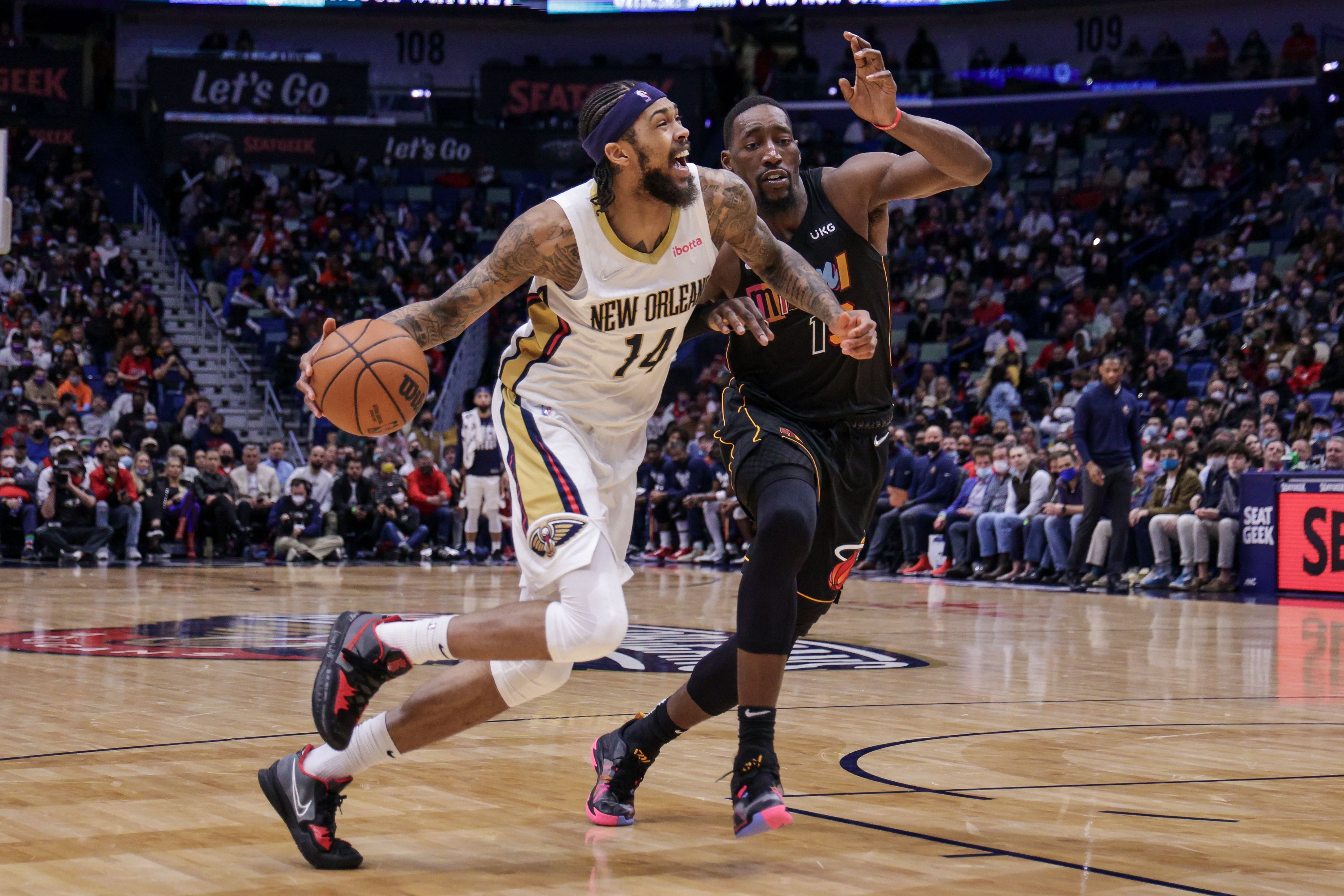 Brandon Ingram in action during an NBA game for New Orleans Pelicans vs. Miami Heat (Credits: IMAGN)