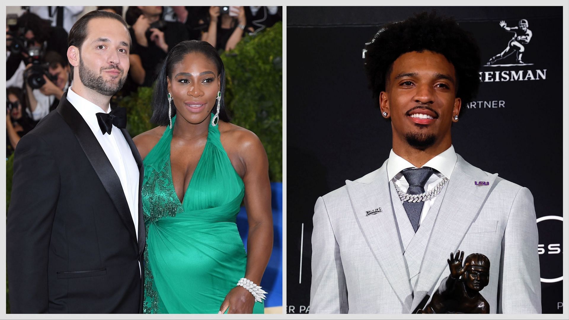 Alexis Ohanian and Serena Williams (L); Jayden Daniels (R): ( Source - Getty Images)