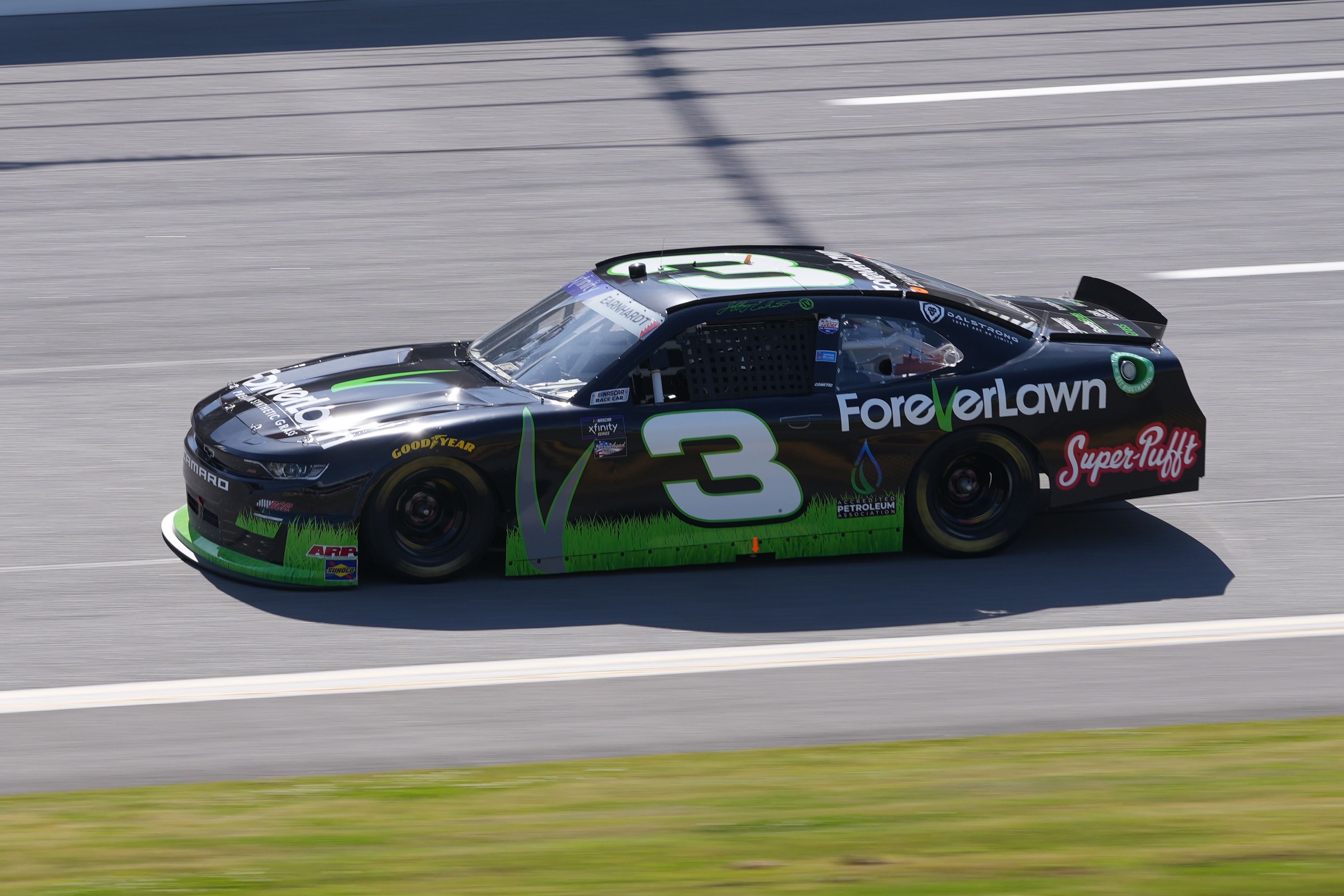 NASCAR Xfinity Series driver Jeffrey Earnhardt (3) leads the field during the Ag-Pro 300 at Talladega Superspeedway. Mandatory Credit: Jasen Vinlove-Imagn Images - Source: Imagn Images