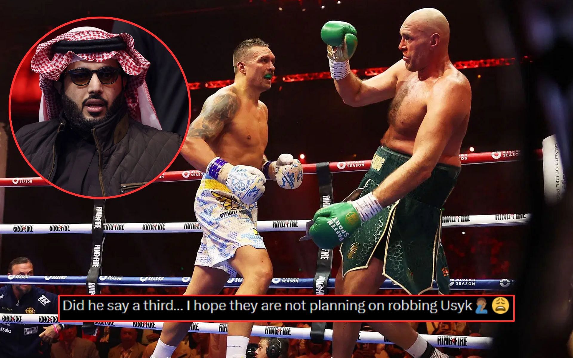 Fans question fairness in Usyk vs. Fury rematch as Turki Alalshikh shows support for the Brit in promo video.