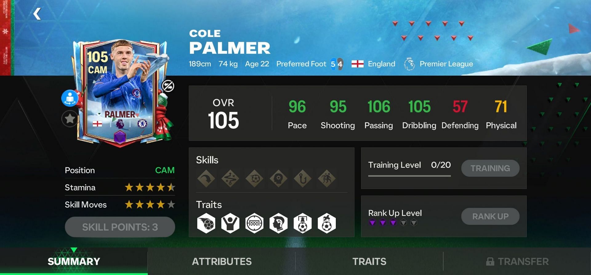 Winter Wonders Cole Palmer card in EA FC Mobile (Image via EA Sports)