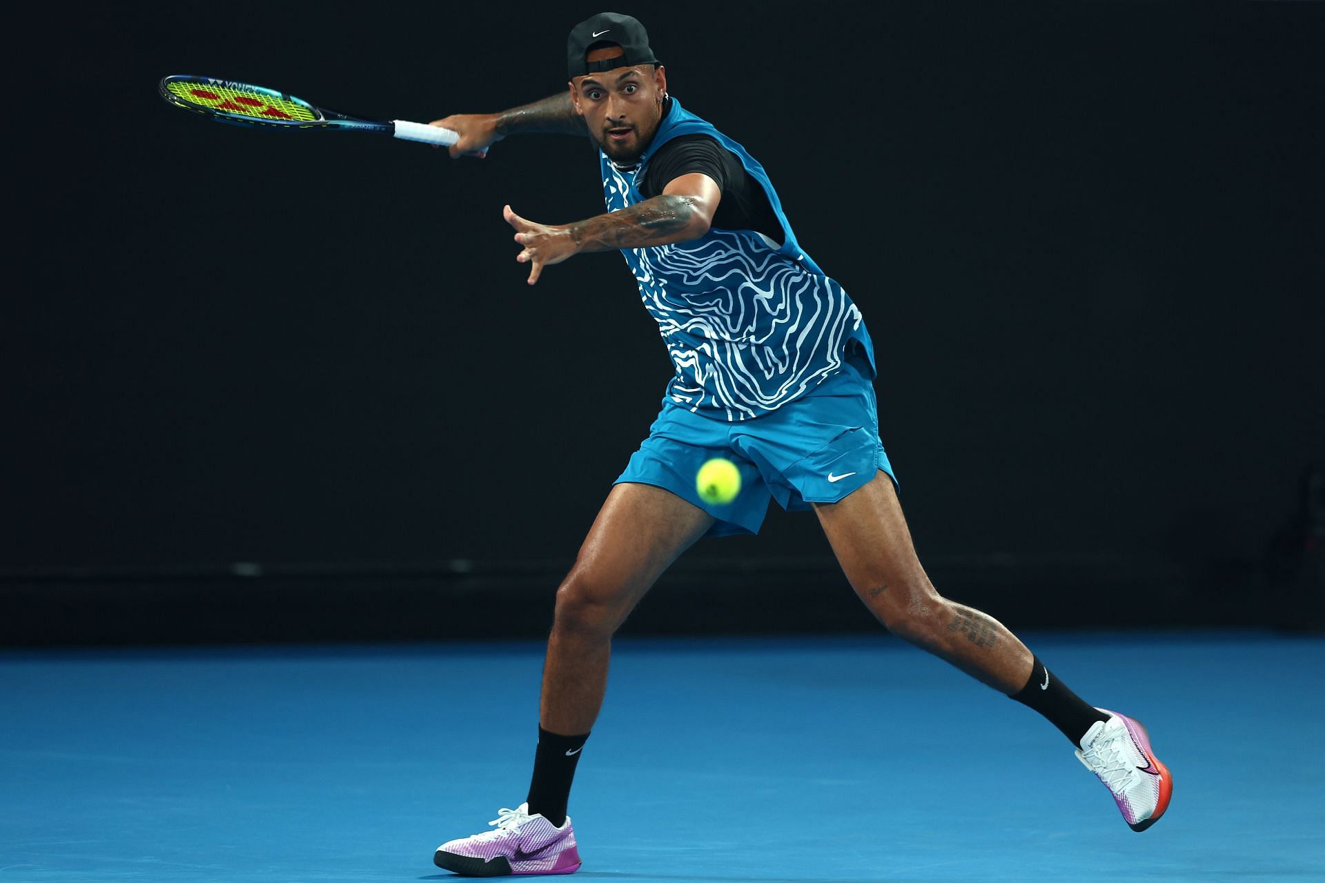 Nick Kyrgios in action at the Australian Open. (Getty)