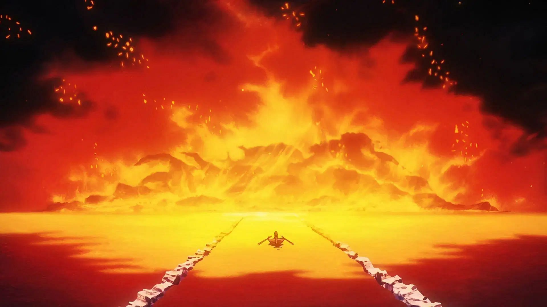 Destruction of Ohara as shown in the anime (Image via Toei Animation)