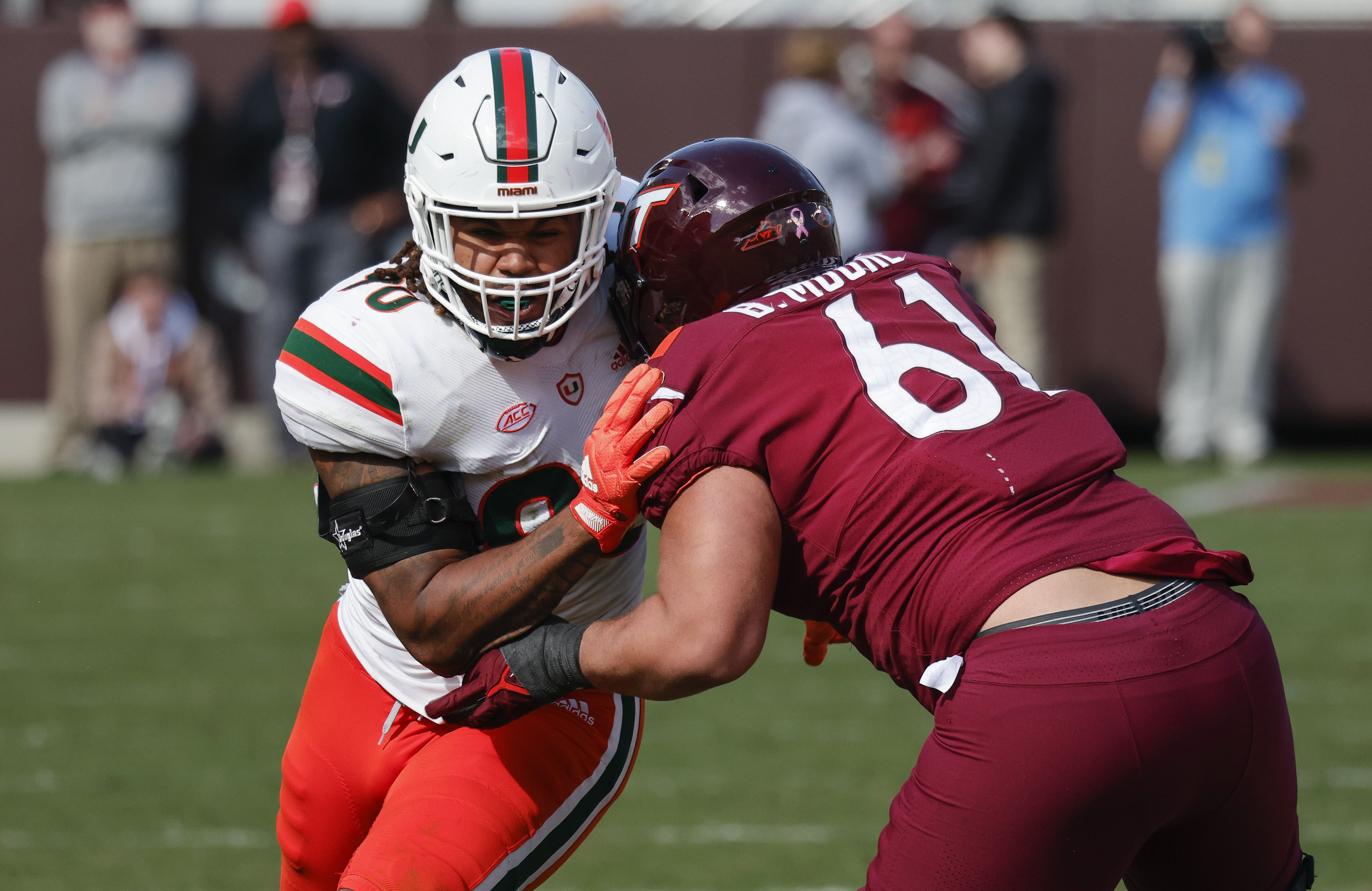 Tech&#039;s Braelin Moore was one of the top offensive line prospects in the portal before he chose to transfer to LSU. (Photo Credit: IMAGN)