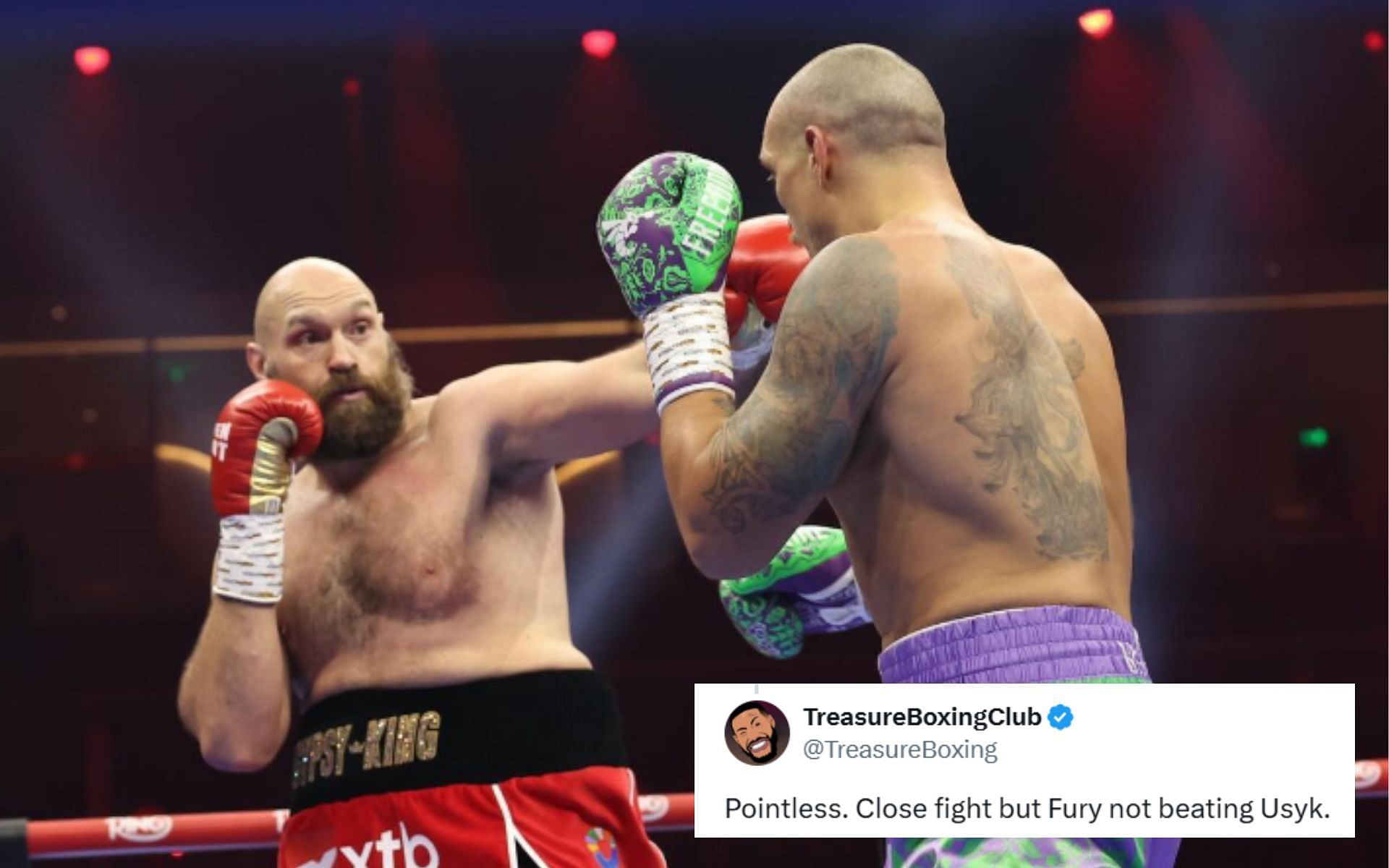 Tyson Fury (left) has protested the outcome of his rematch against Oleksandr Usyk (right). [Image courtesy: @queensberrypromotions on Instagram]