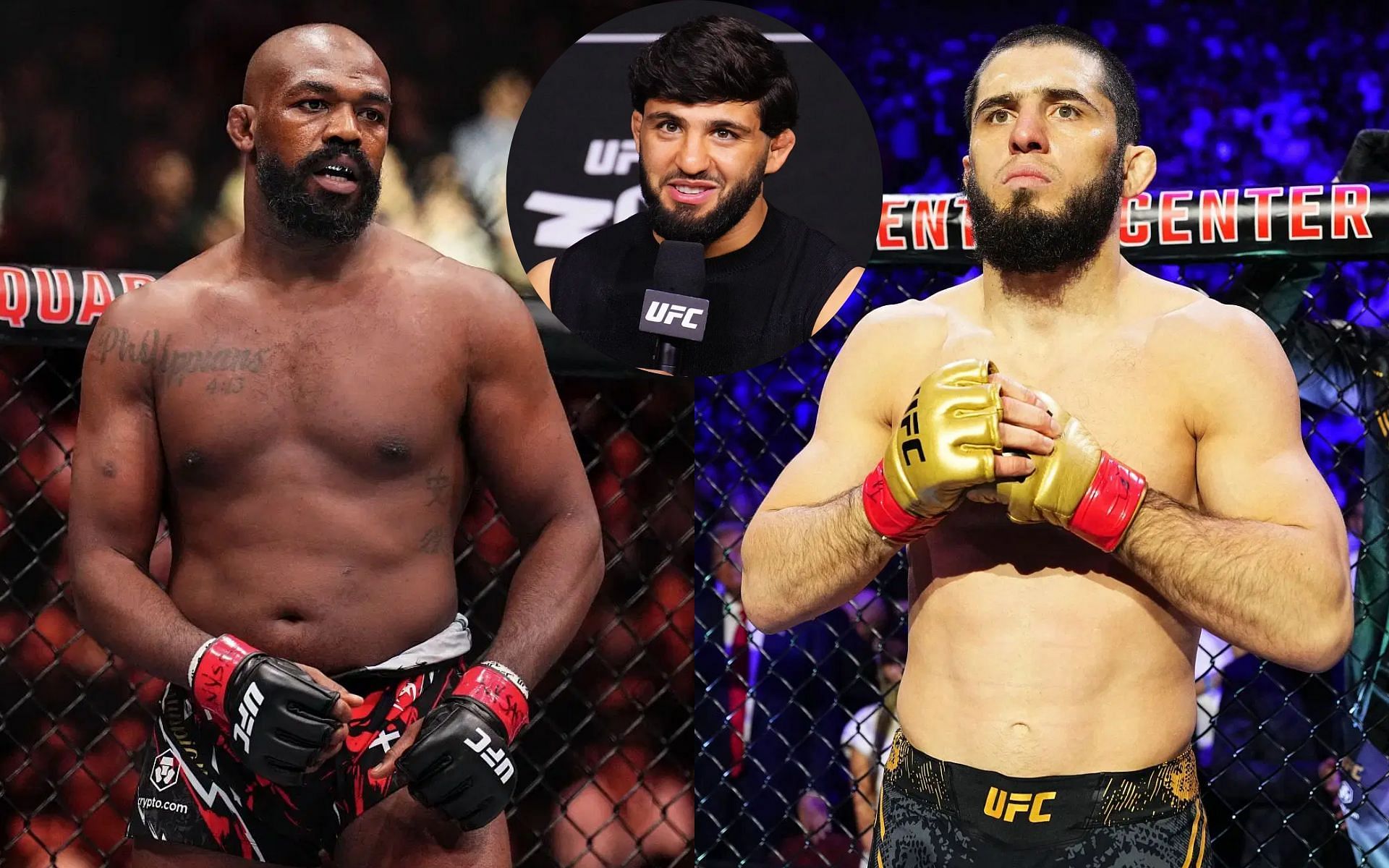 Arman Tsarukyan (middle) picks between Jon Jones (left) and Islam Makhachev (right) for the P4P best fighter in the world [Images courtesy: Getty Images]