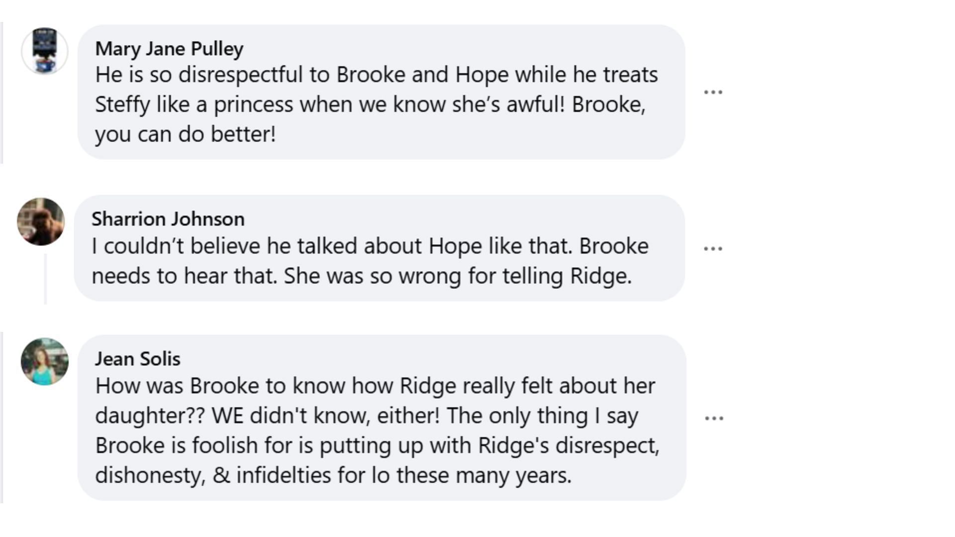 Fans warn Brooke about Ridge (Image via Facebook/The Bold and the Beautiful)