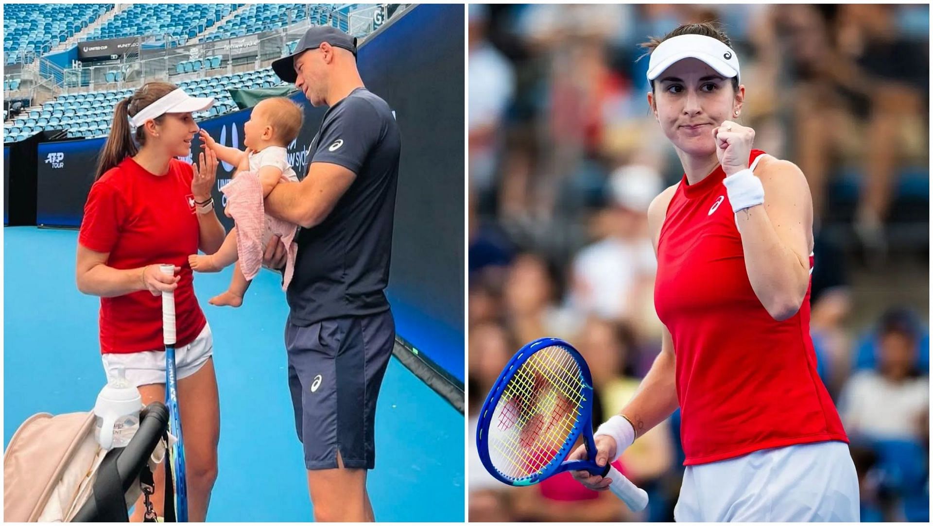 Belinda Bencic and daughter Bella at United Cup