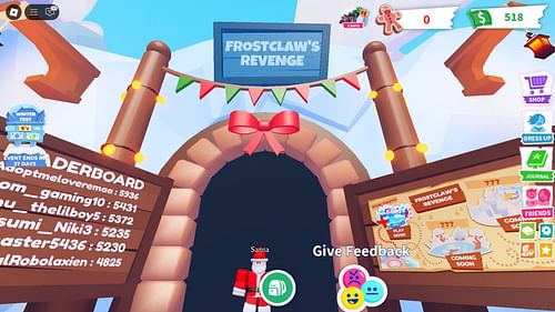 Frostclaw's Revenge minigame in Mistletroll Village (Image via Roblox)