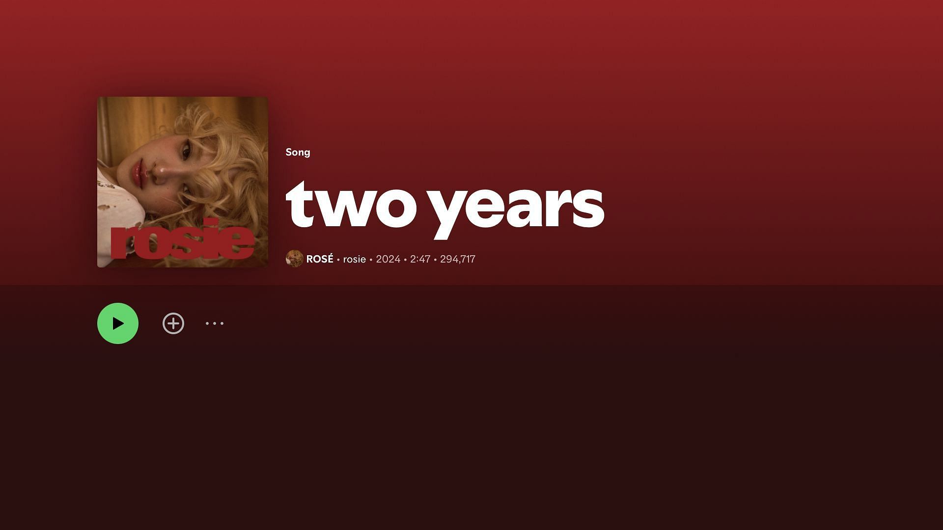 Track 3 on ROS&Eacute;&#039;s debut studio album &#039;Rosie&#039; released to streaming platforms on December 6, 2024 (Image via Spotify)