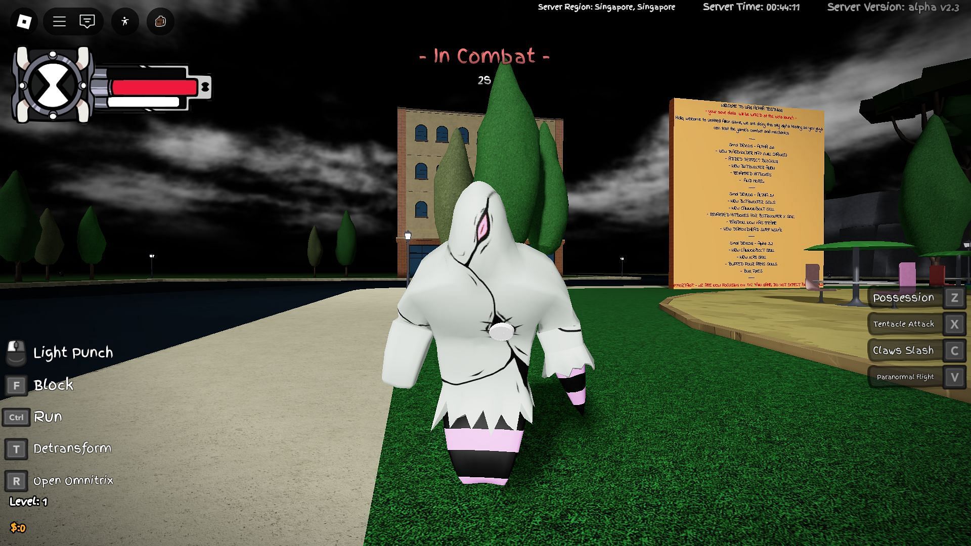 Transforming into an alien (Image via Roblox)