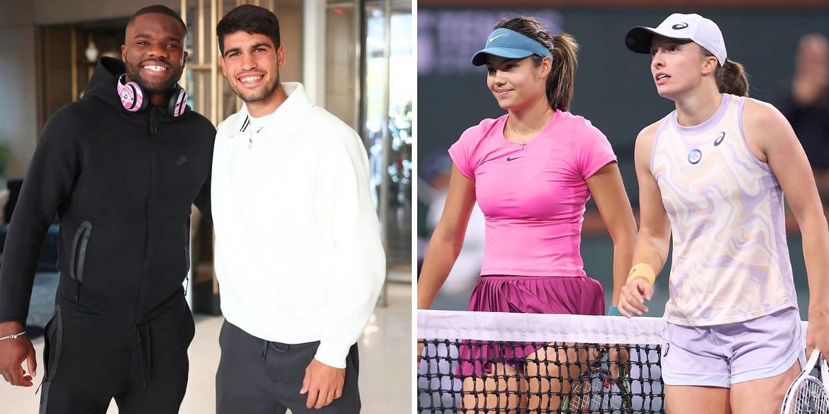 Carlos Alcaraz with Frances Tiafoe (L) &amp; Iga Swiatek with Emma Raducanu (R) [Image Source: Getty Images; Instagram/@bigfoe1998]