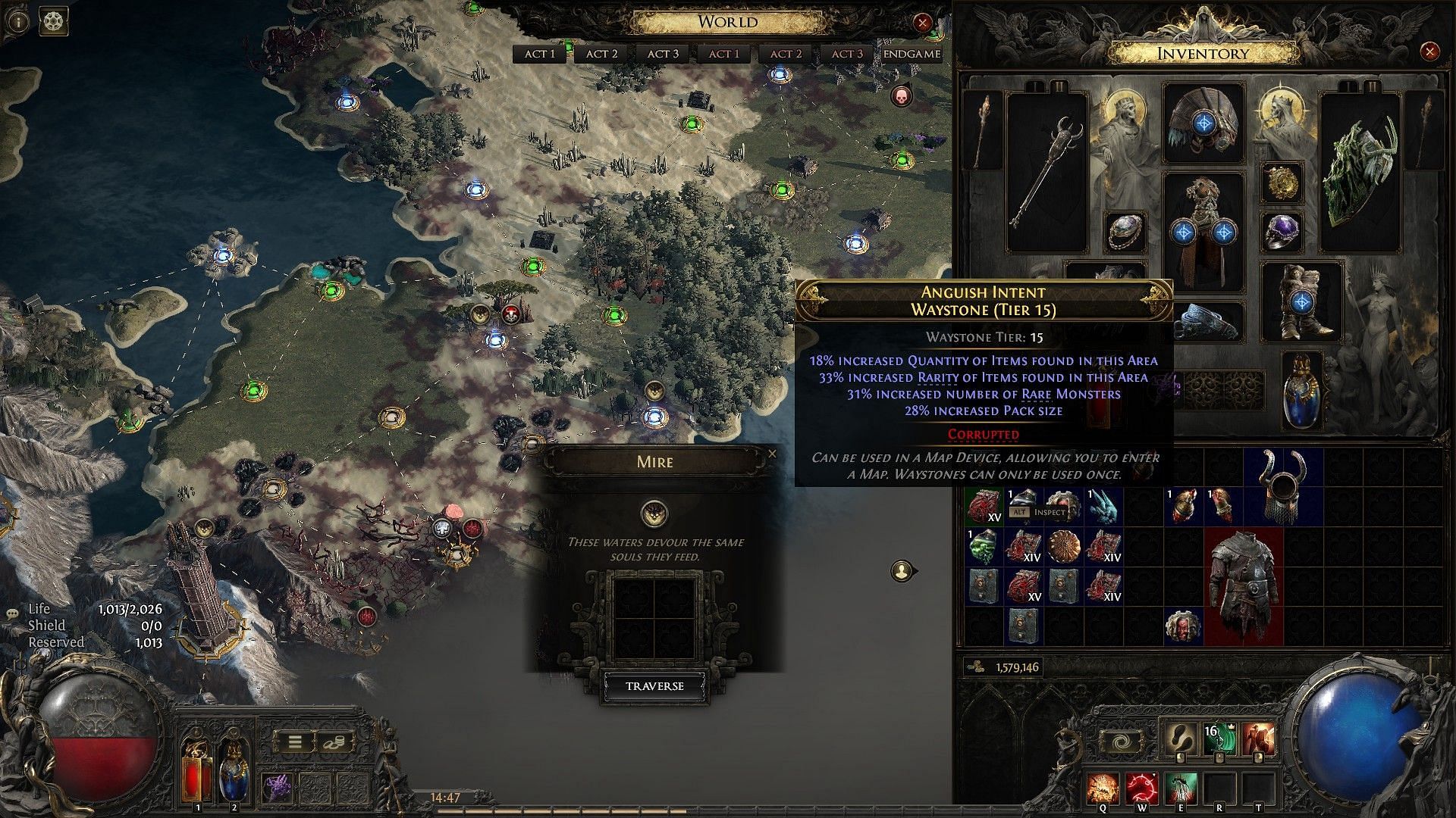 Rare and Corrupted Tier 15 map of Path of Exile 2 (Image via GGG)