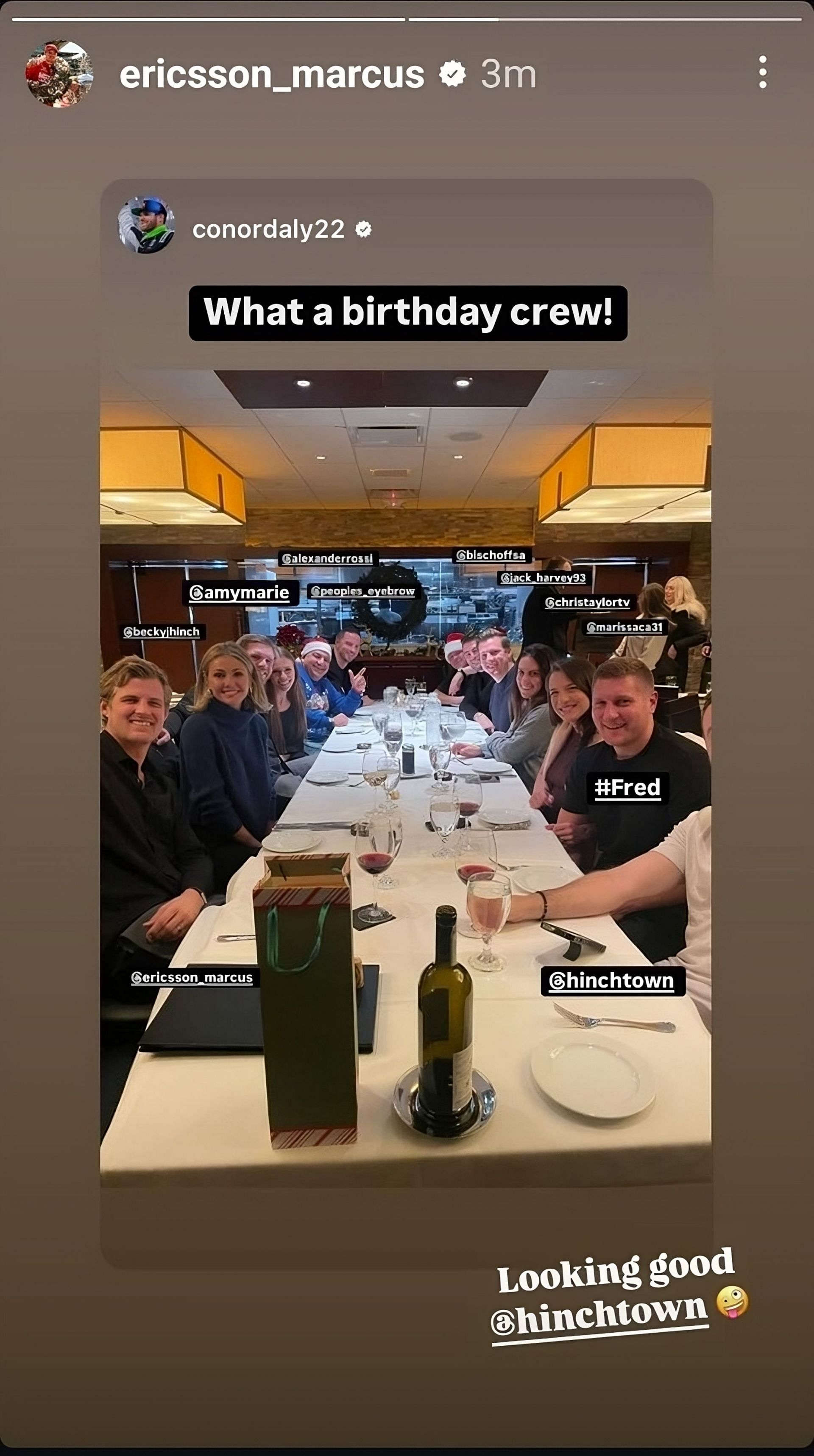 A snapshot of Marcus Ericsson&#039;s Instagram stories (@ericsson_marcus)