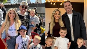Freddie Freeman's wife Chelsea rocks holiday chic off-shoulder top for Christmas photo with Dodgers superstar and their kids