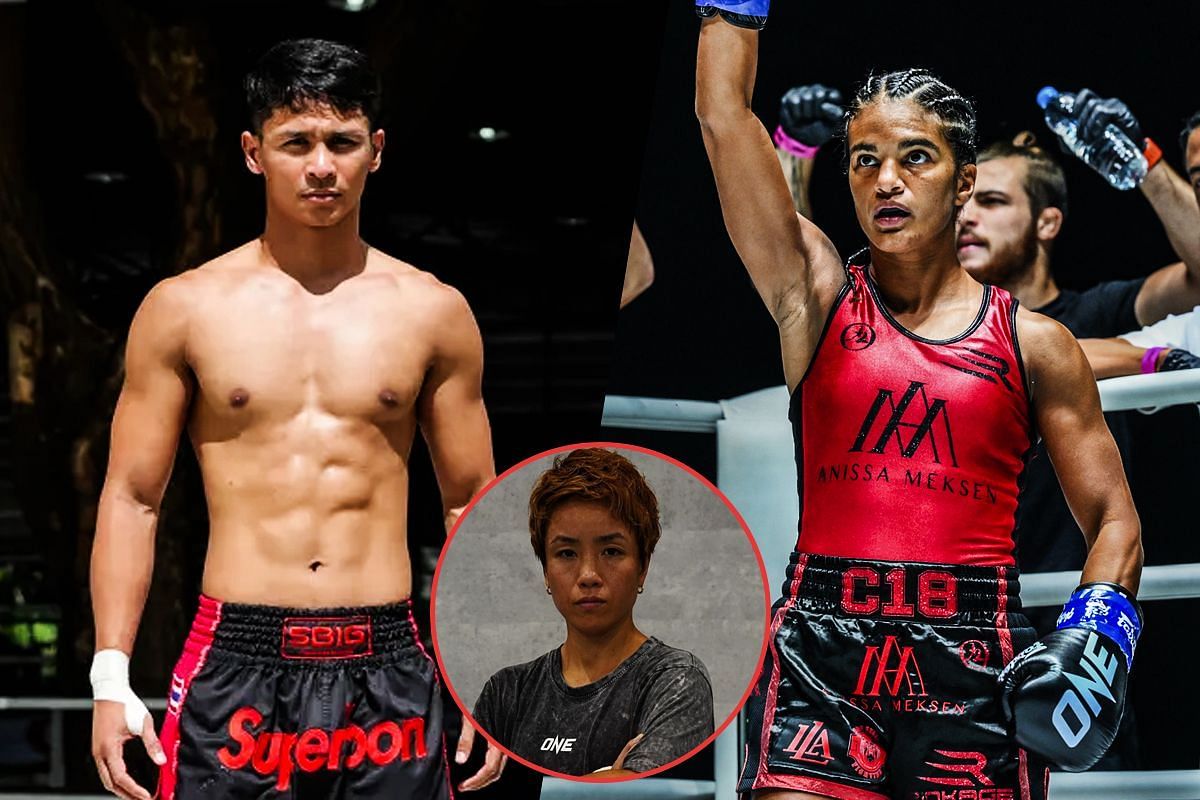 Superbon (left) Anissa Meksen (right) (inset: Kana) [Photos via: ONE Championship]