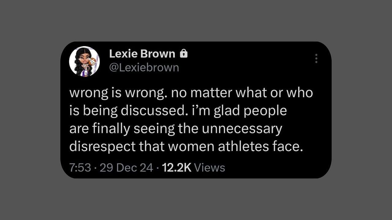 Brown shared her thoughts on the Club 520 podcast&#039;s controversial take. (Credits: @Lexiebrown/X)