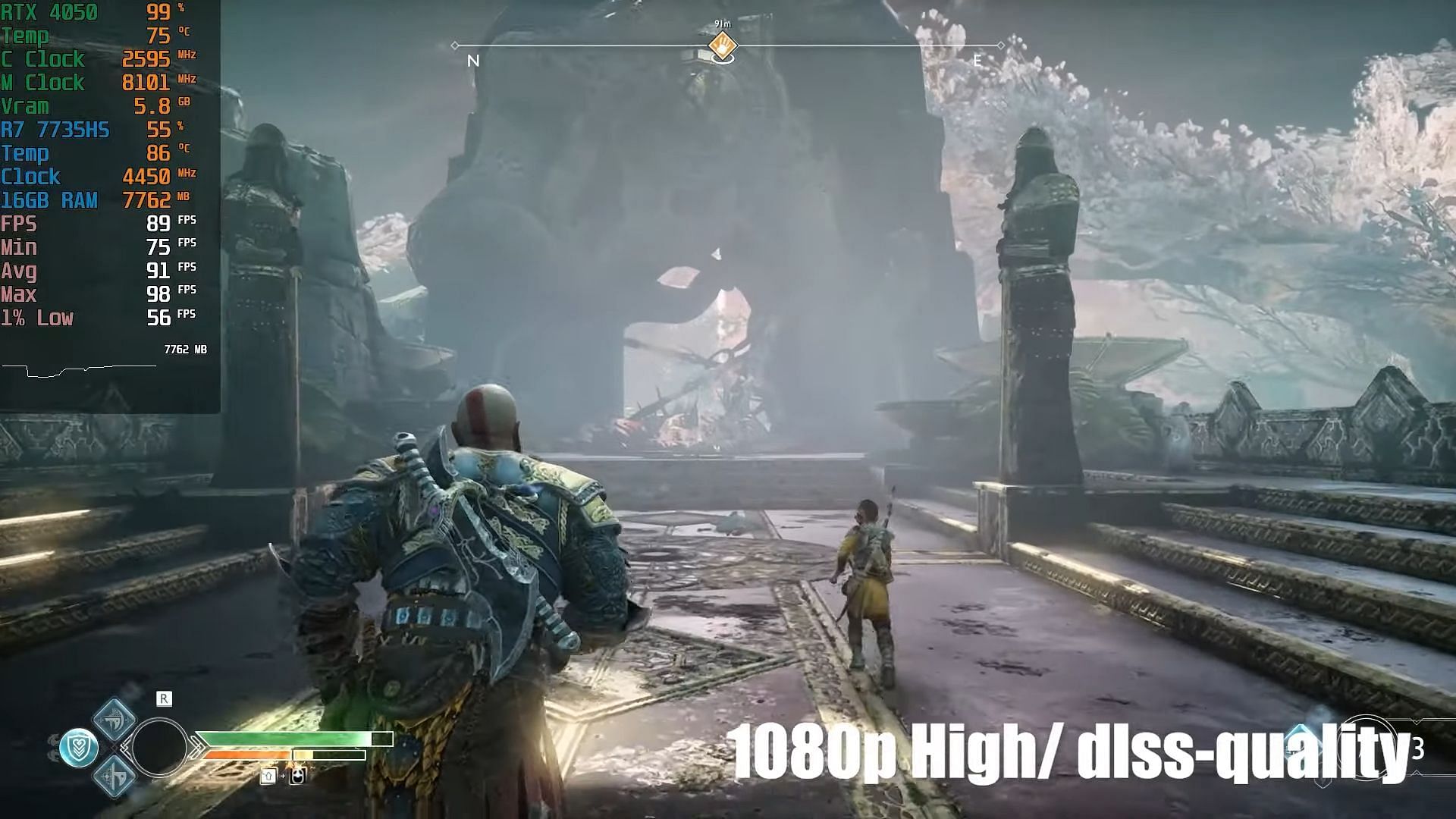 God of War running on RTX 4050 (Image via Shivam Benchmarks on YouTube || Sony)