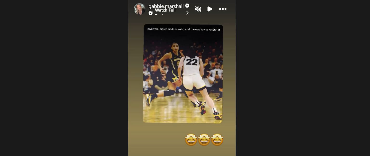 Ex-Iowa star Gabbie Marshall expressed her joy for Caitlin Clark&#039;s jersey retirement with her latest story on Instagram.