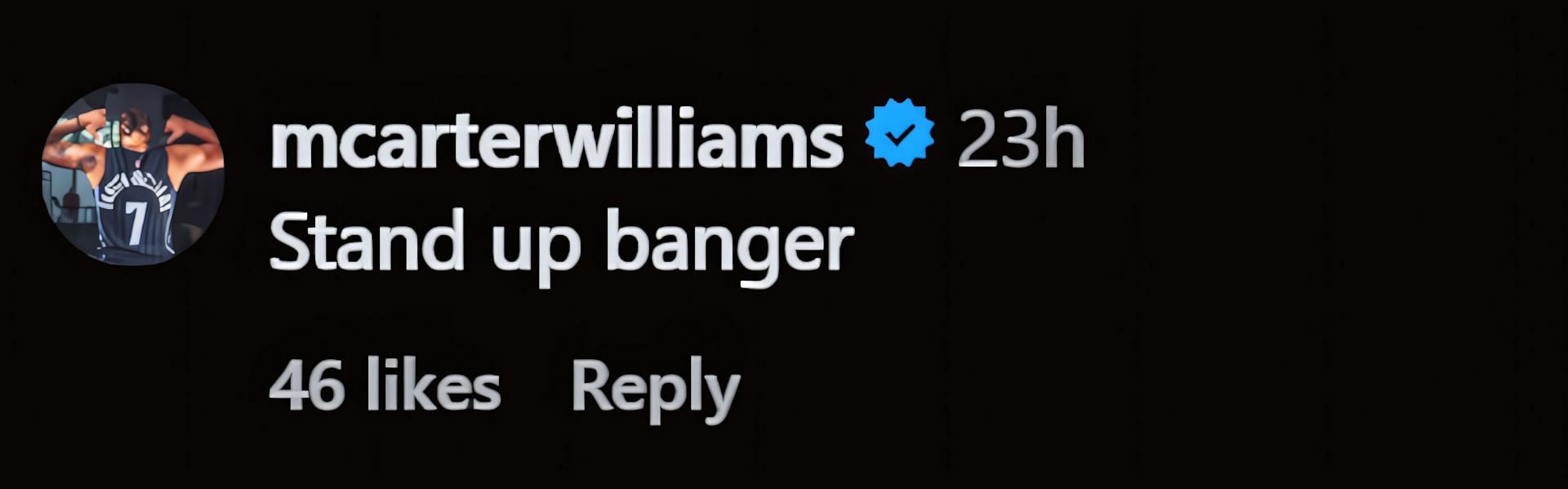 A screenshot of Michael Carter-Williams&#039; comment