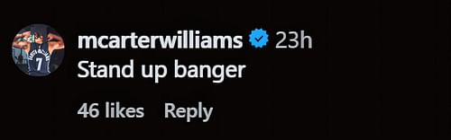 A screenshot of Michael Carter-Williams' comment