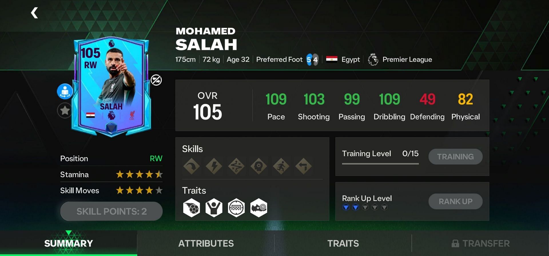 Mohamed Salah&#039;s 105 OVR POTM card is one of the most overpowering items in EA FC Mobile (Image via EA Sports)