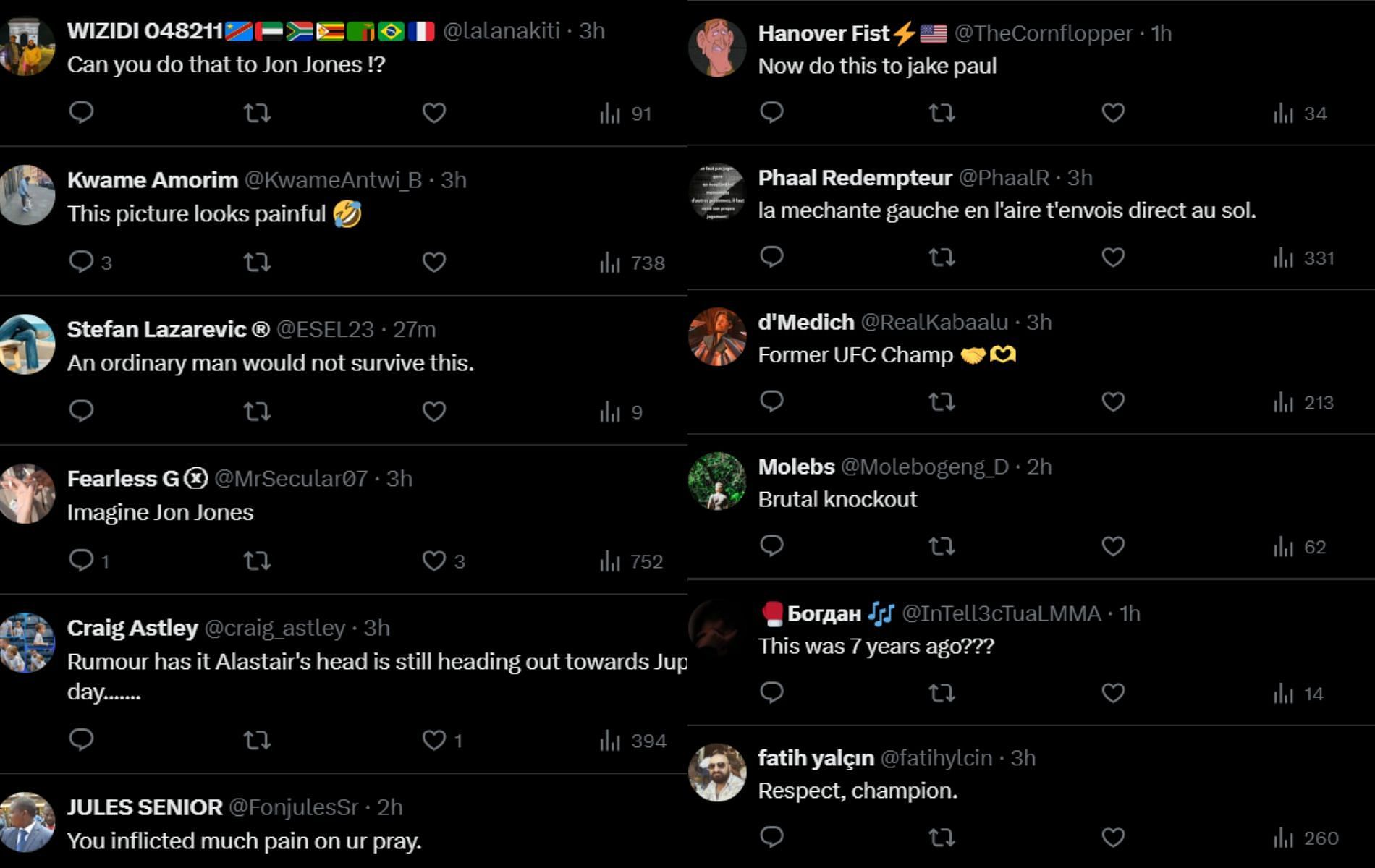 Fan reactions [Screenshots courtesy: @francis_ngannou on X]